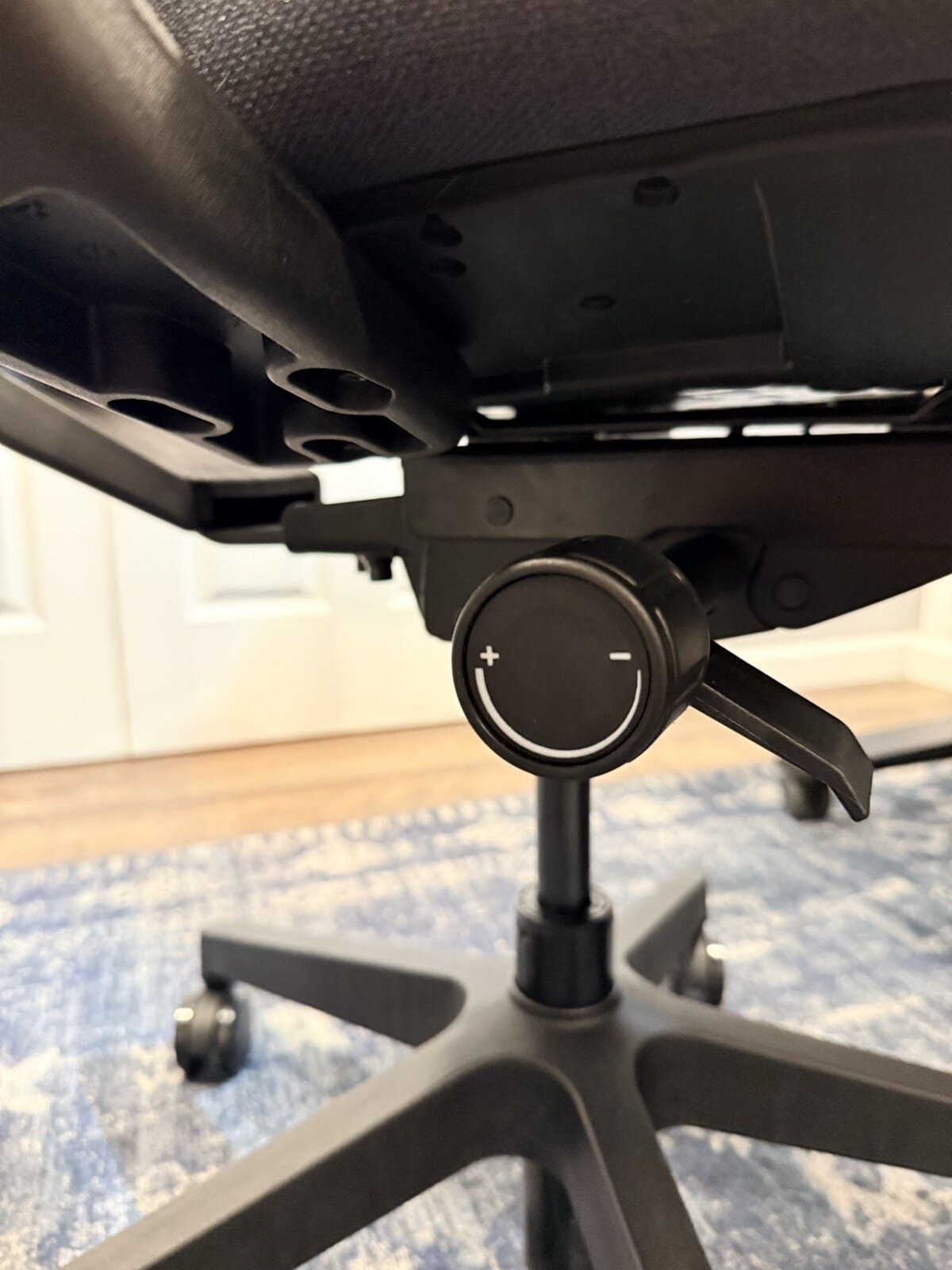 Clarksville underneath mechanism showing tension adjustment knob